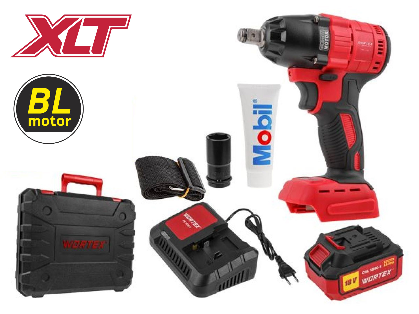 Аккум. ударный гайковерт WORTEX CWR 0318 акб и зу в чем. ALL1 XLT SET 18 В, 310 Н*м, 1/2