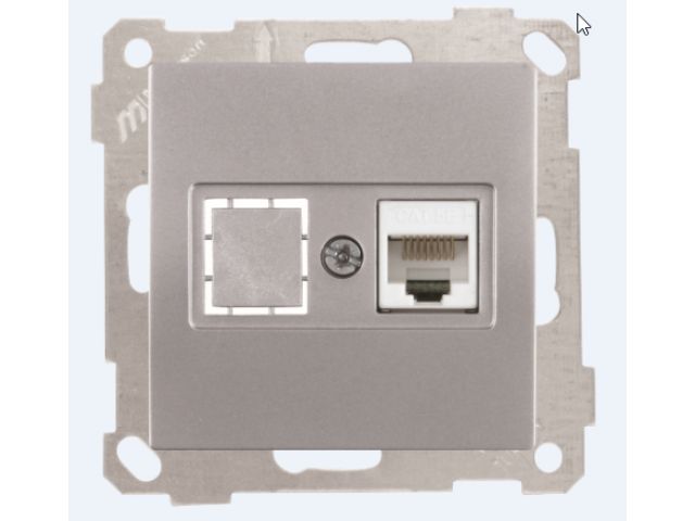 Розетка компьютерная 1xRJ45 (Cat5e, скрытая, без рамки) серебро, DARIA, MUTLUSAN