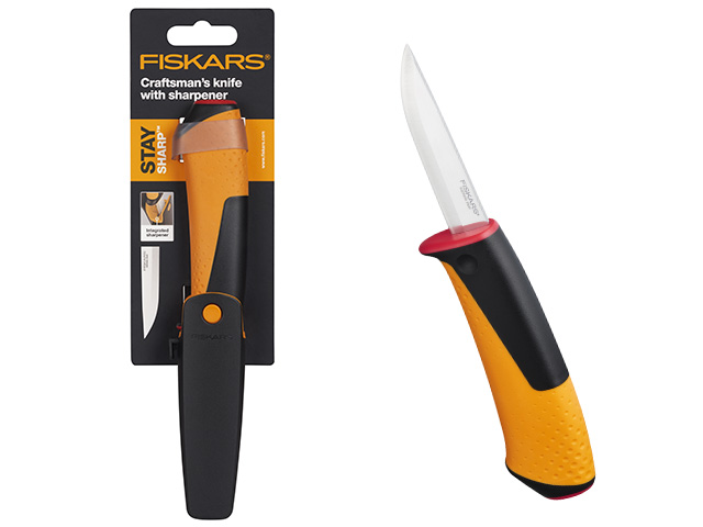Нож ремесленный с точилкой FISKARS