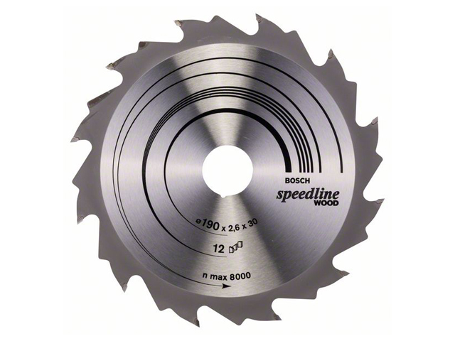 Диск пильный 190х30 мм 12 зуб. по дереву SPEEDLINE WOOD BOSCH