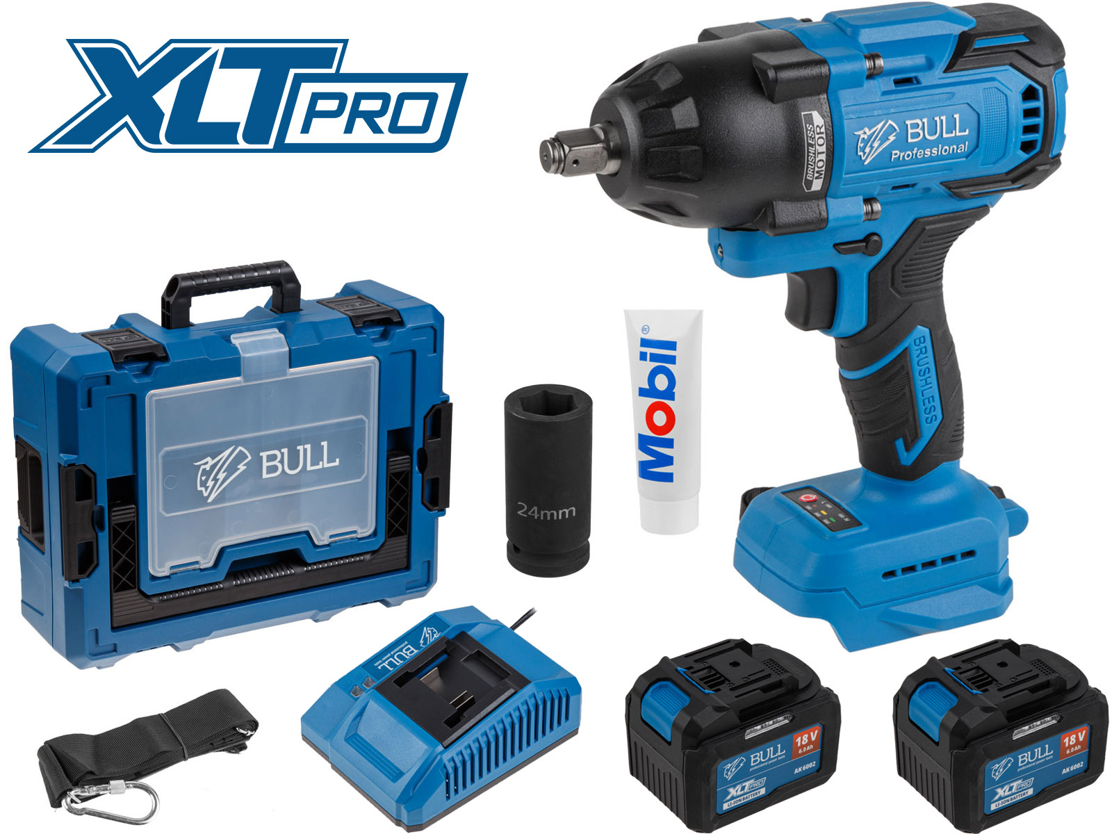 Аккум. ударный гайковерт BULL SC 1807 Xcase, XLTpro, БЕСЩЕТ., 18 В, 750 Н*м, 1/2