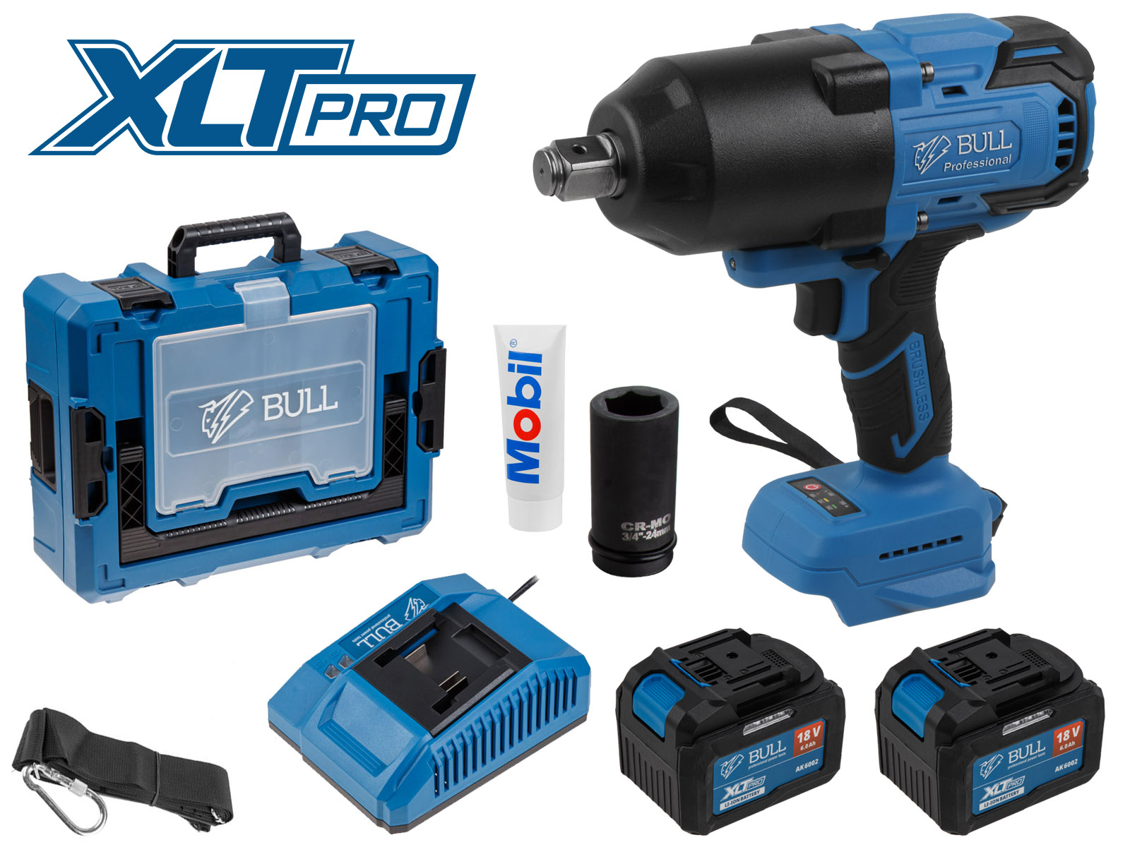 Аккум. ударный гайковерт BULL SC 1810 Xcase, XLTpro, БЕСЩЕТ., 18 В, 1500 Н*м, 3/4