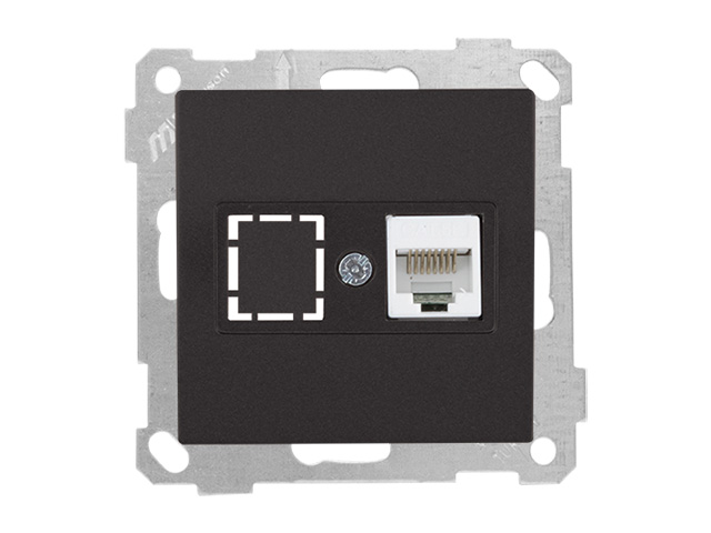 Розетка компьютерная 1xRJ45 (Cat5e, скрытая, без рамки) черная, DARIA, MUTLUSAN