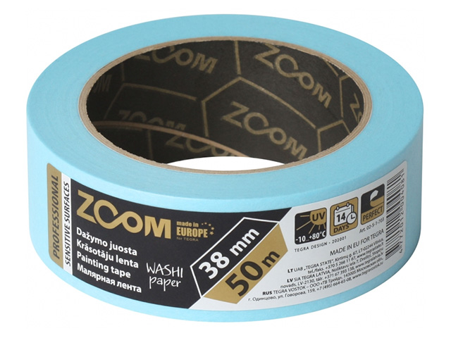 Лента малярная профессиональная 38ммх50м SENSITIVE SURFACES ZOOM