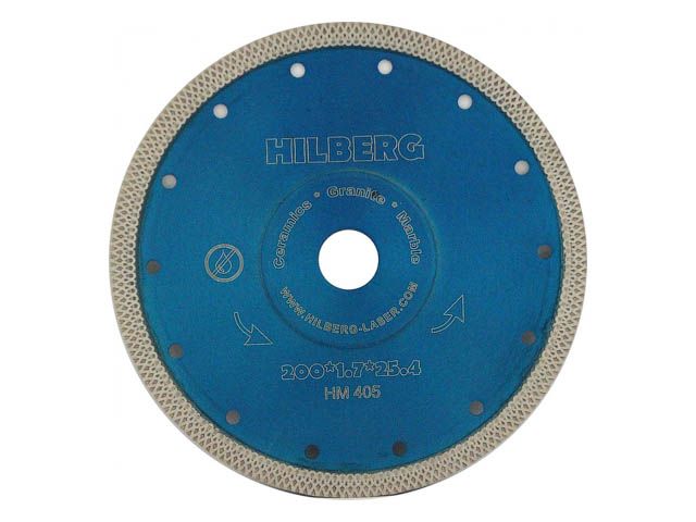 Алмазный круг 200х25,4/22,23 мм по керамике сплошн.ультратонкий X-Turbo HILBERG
